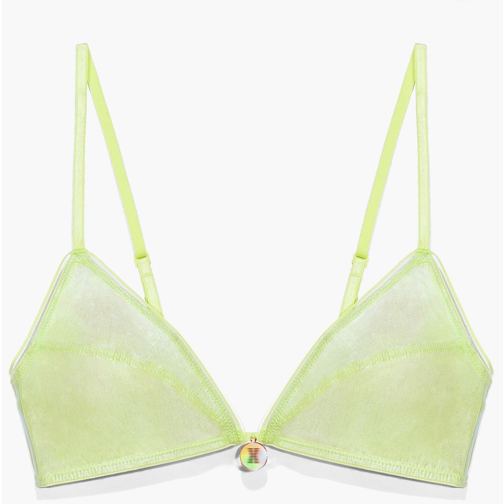 Savage X Fenty X-ray Vision Neon Lime Green Sheer Bralette, Sz S/M